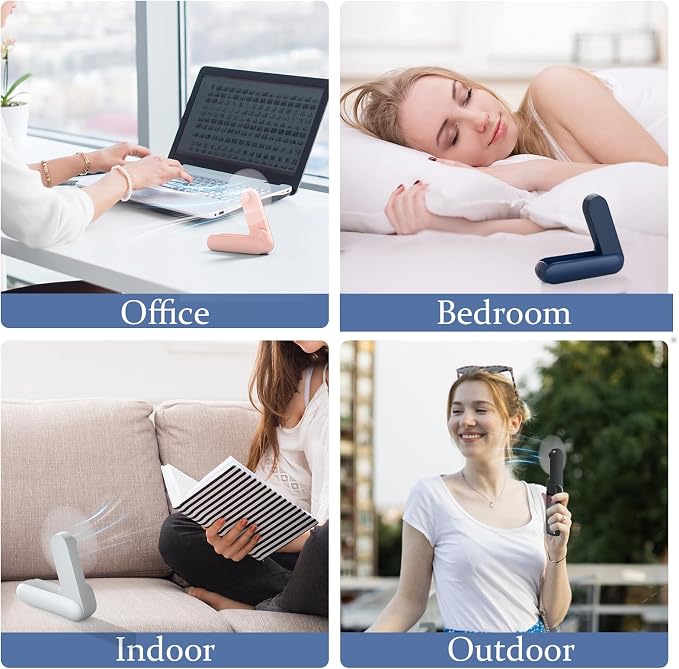 Portable Handheld Fan, 2 IN 1 Mini Hand Fan, Battery Operated [8-15 Working Hours], USB Rechargeable Personal Foldable Fan