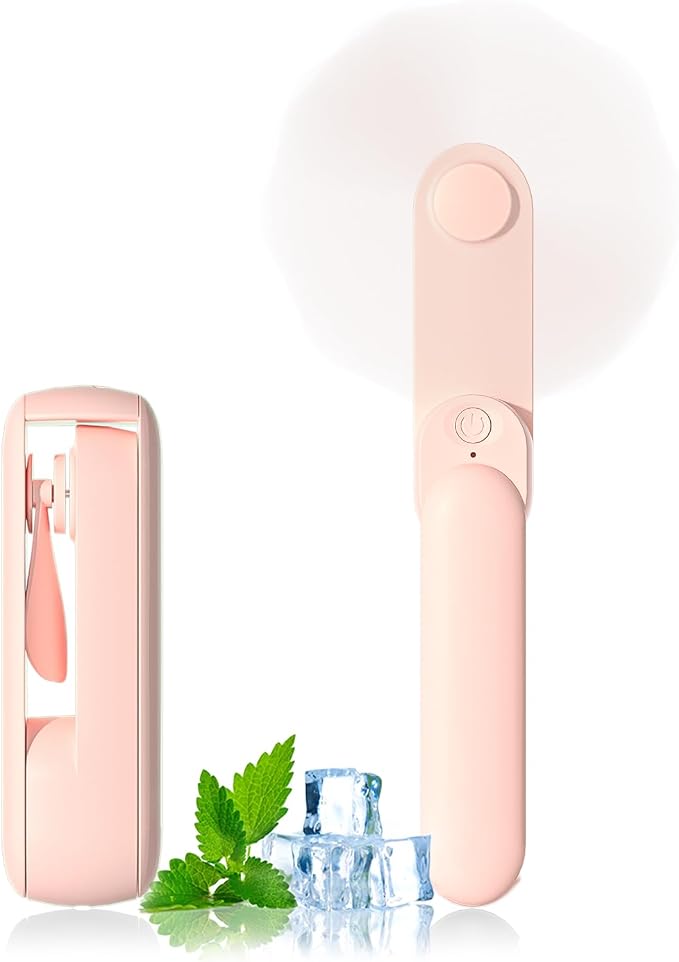 Portable Handheld Fan, 2 IN 1 Mini Hand Fan, Battery Operated [8-15 Working Hours], USB Rechargeable Personal Foldable Fan