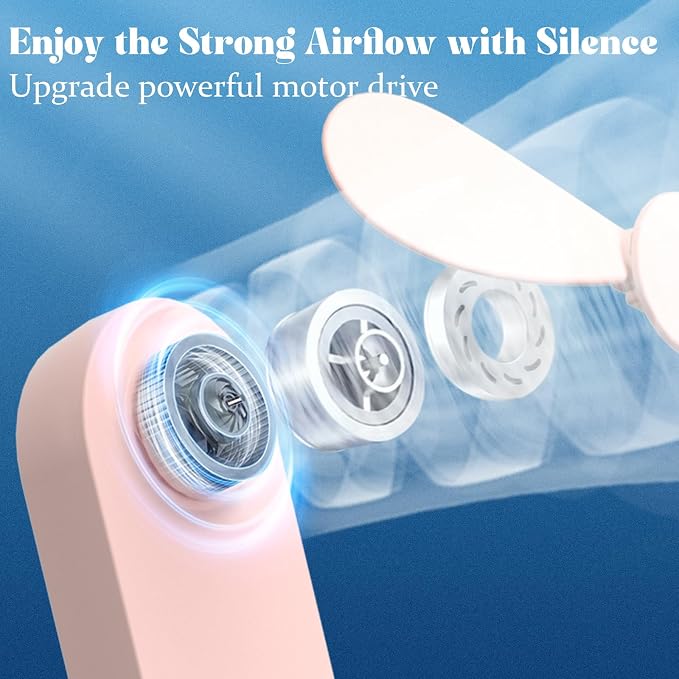 Portable Handheld Fan, 2 IN 1 Mini Hand Fan, Battery Operated [8-15 Working Hours], USB Rechargeable Personal Foldable Fan