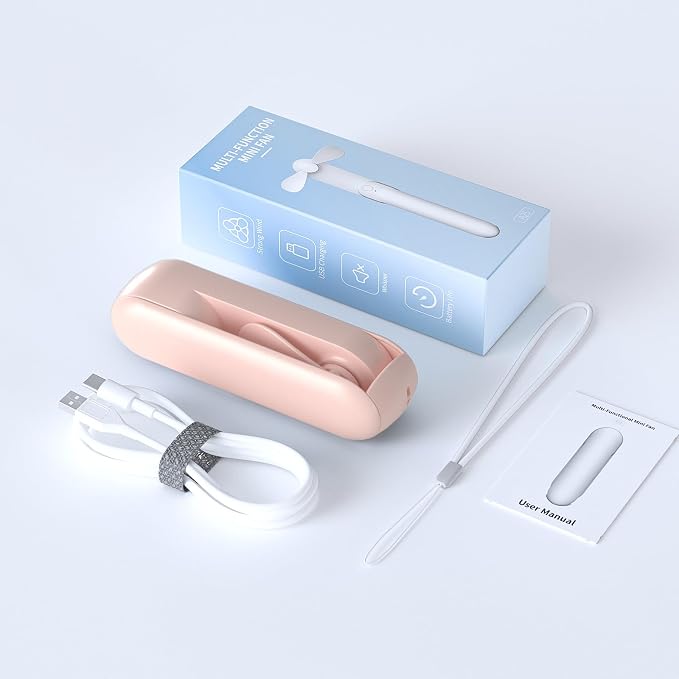 Portable Handheld Fan, 2 IN 1 Mini Hand Fan, Battery Operated [8-15 Working Hours], USB Rechargeable Personal Foldable Fan