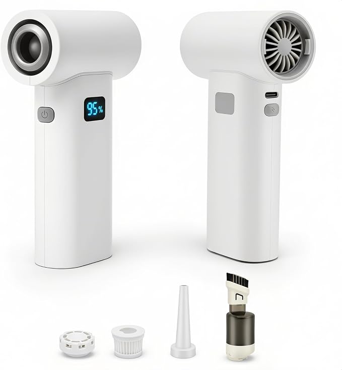 Portable Handheld Fan, 3-in-1 80,000 RPM Turbo Fan with 6 Speeds, USB-C Rechargeable Battery, Handheld Mini Vacuum and Air