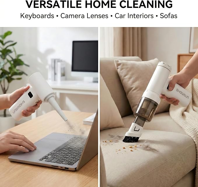 Portable Handheld Fan, 3-in-1 80,000 RPM Turbo Fan with 6 Speeds, USB-C Rechargeable Battery, Handheld Mini Vacuum and Air