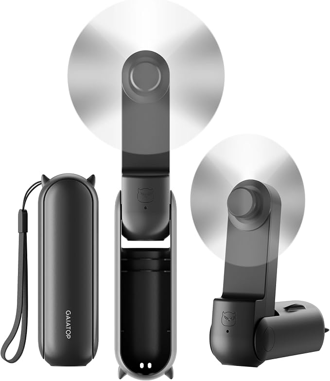 Portable Handheld Fan, 3 IN 1 Mini Foldable Travel Fans [17H Max Cooling Time] with Power Bank, Pocket Design USB