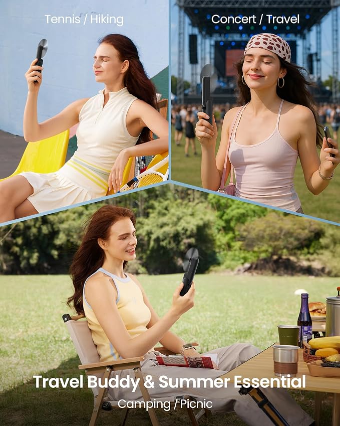 Portable Handheld Fan, 3 IN 1 Mini Foldable Travel Fans [17H Max Cooling Time] with Power Bank, Pocket Design USB
