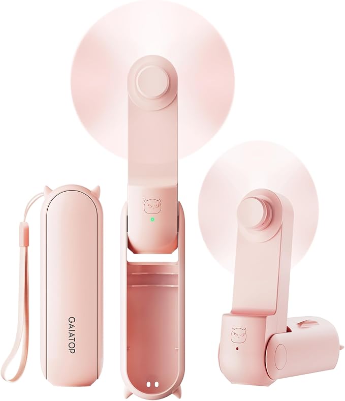 Portable Handheld Fan, 3 IN 1 Mini Foldable Travel Fans [17H Max Cooling Time] with Power Bank, Pocket Design