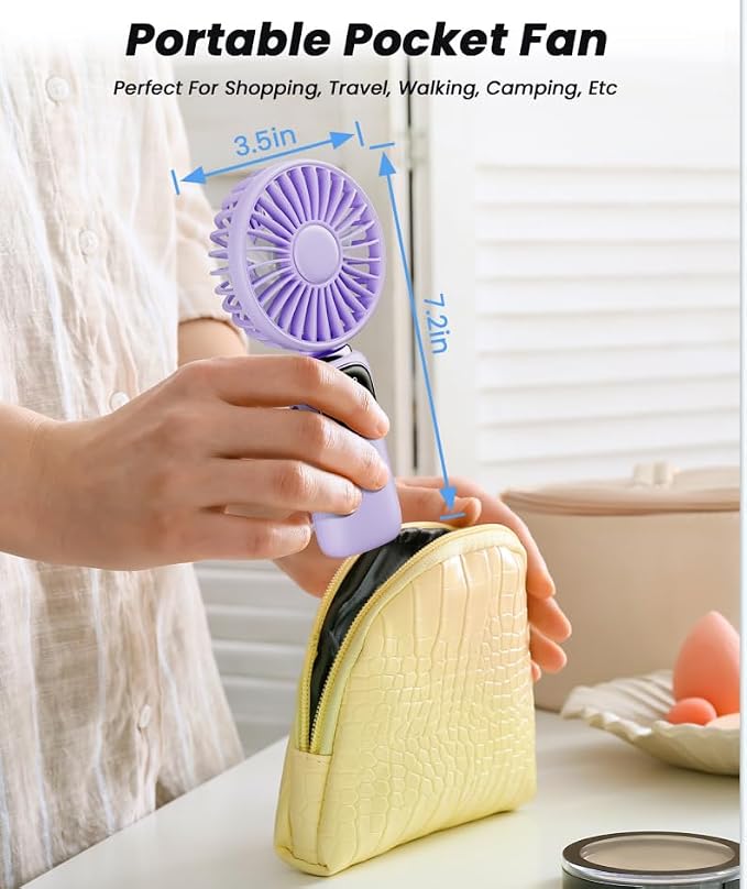 Portable Handheld Fan, 4000mAh Battery Operated 3 in 1 Multifunction Personal Travel Fans with Digital Display, 90° Foldable