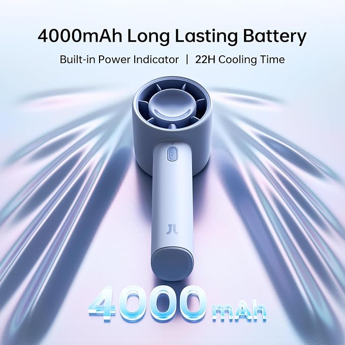 Portable Handheld Fan, 4000mAh Rechargeable Mini,Up to 22 Hours Cooling,5 Speed Strong Wind, USB Personal Fan for Travel