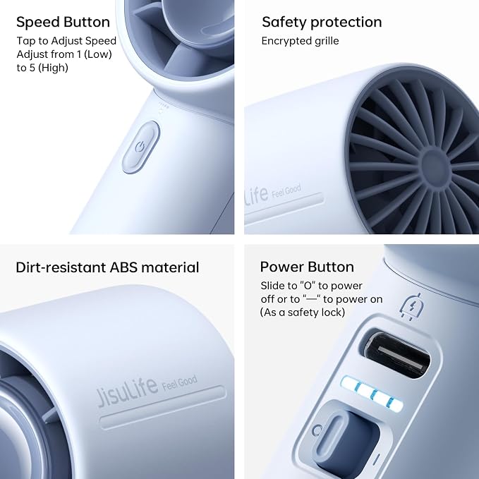 Portable Handheld Fan, 4000mAh Rechargeable Mini,Up to 22 Hours Cooling,5 Speed Strong Wind, USB Personal Fan for Travel