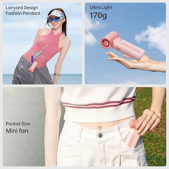 Portable Handheld Fan Life9, Turbo Power High Speed Air [18H Max Cooling Time], 5 Gear Wind, 5000mAh Rechargeable, Mini