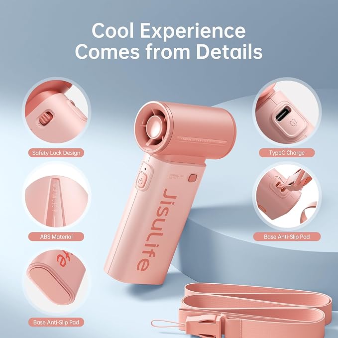 Portable Handheld Fan Life9, Turbo Power High Speed Air [18H Max Cooling Time], 5 Gear Wind, 5000mAh Rechargeable, Mini