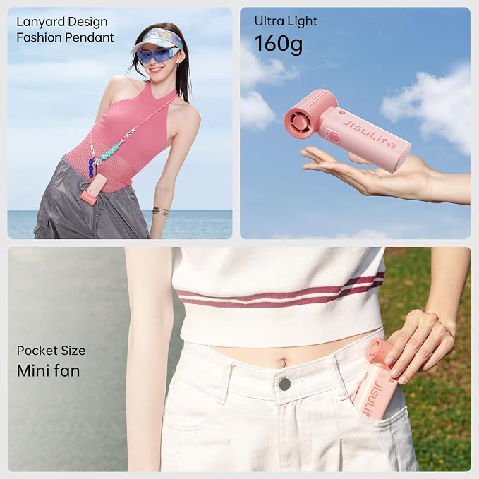 Portable Handheld Fan Life9, Turbo Power High Speed Air [12H Max Cooling Time], 5 Gear Wind, 3600mAh Rechargeable, Mini