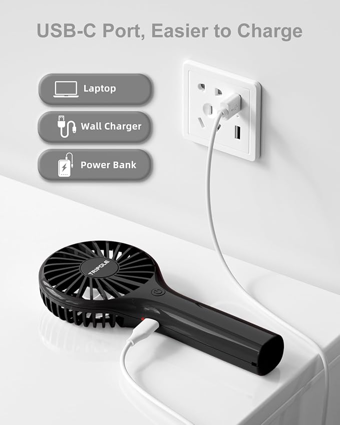 Portable Handheld Fan Mini Personal Fan with 3 Speeds, Powerful Little Battery Hand Held Fan for Travel Outdoor Concerts