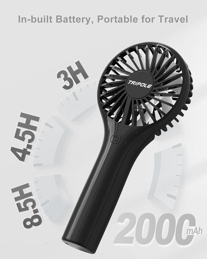 Portable Handheld Fan Mini Personal Fan with 3 Speeds, Powerful Little Battery Hand Held Fan for Travel Outdoor Concerts