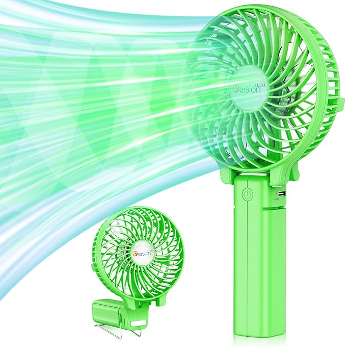 Portable Handheld Fan, Powerful+Durable+4000mAh+180° Foldable, Mini Table Fans with USB Rechargeable Battery Operated Cooling