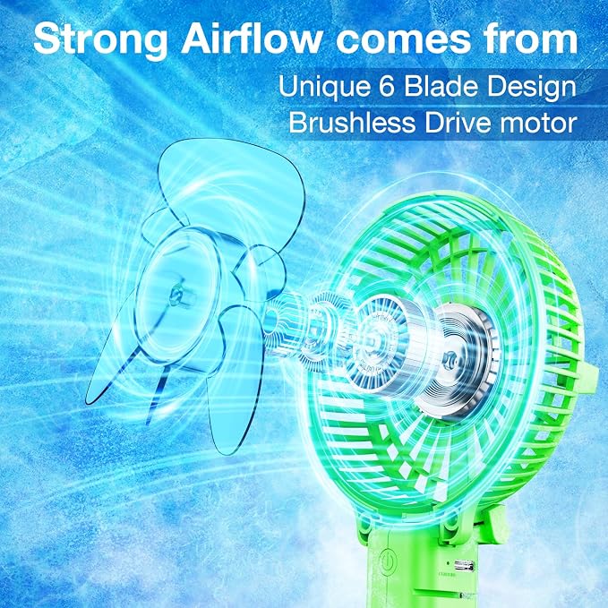 Portable Handheld Fan, Powerful+Durable+4000mAh+180° Foldable, Mini Table Fans with USB Rechargeable Battery Operated Cooling
