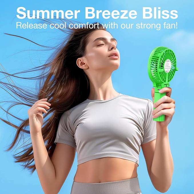 Portable Handheld Fan, Powerful+Durable+4000mAh+180° Foldable, Mini Table Fans with USB Rechargeable Battery Operated Cooling