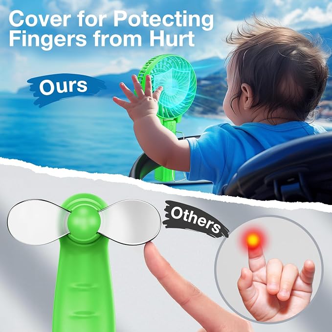 Portable Handheld Fan, Powerful+Durable+4000mAh+180° Foldable, Mini Table Fans with USB Rechargeable Battery Operated Cooling