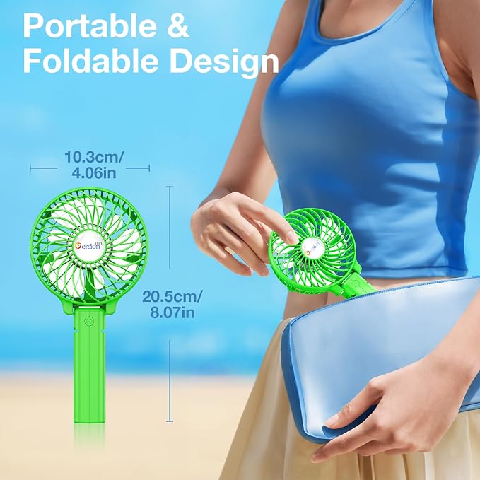 Portable Handheld Fan, Powerful+Durable+4000mAh+180° Foldable, Mini Table Fans with USB Rechargeable Battery Operated Cooling
