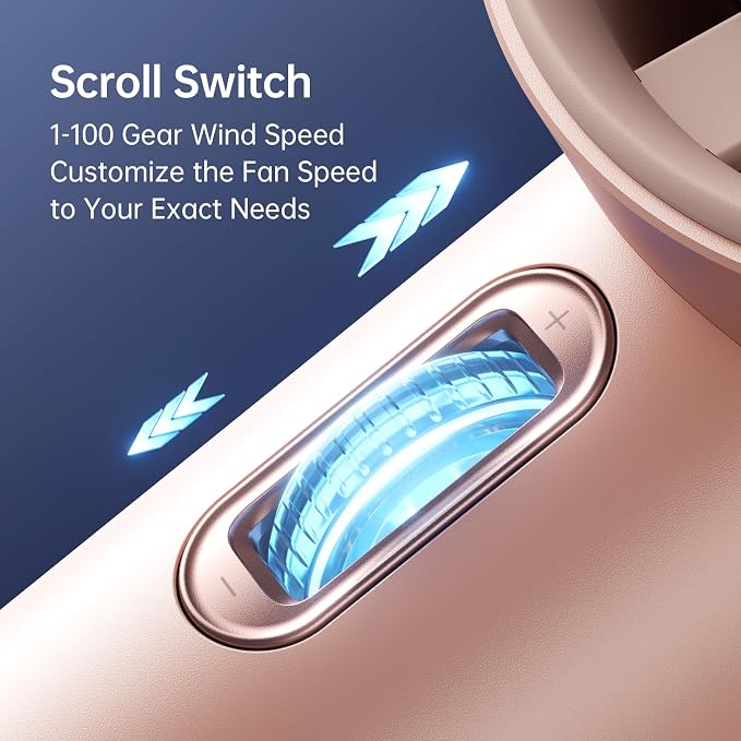 Portable Handheld Fan, Speed(1-100) Adjustable Turbo Mini and 3600mAh Battery Rechargeable Personal Fan, Digital Display