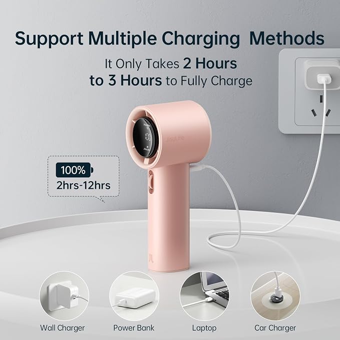 Portable Handheld Fan, Speed(1-100) Adjustable Turbo Mini and 3600mAh Battery Rechargeable Personal Fan, Digital Display