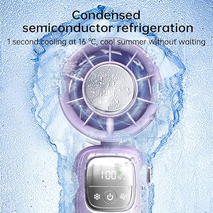 Portable Handheld Fan with Ice Cooling, 4000mAh Rechargeable Mini Fan, 3-in-1 Neck Fan/Desktop Fan, alternate product view 2