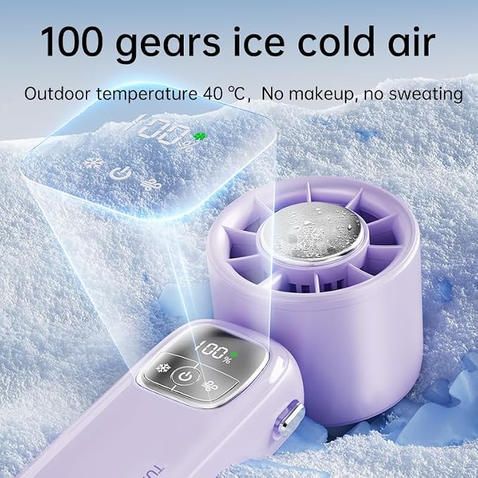 Portable Handheld Fan with Ice Cooling, 4000mAh Rechargeable Mini Fan, 3-in-1 Neck Fan/Desktop Fan, alternate product view 3