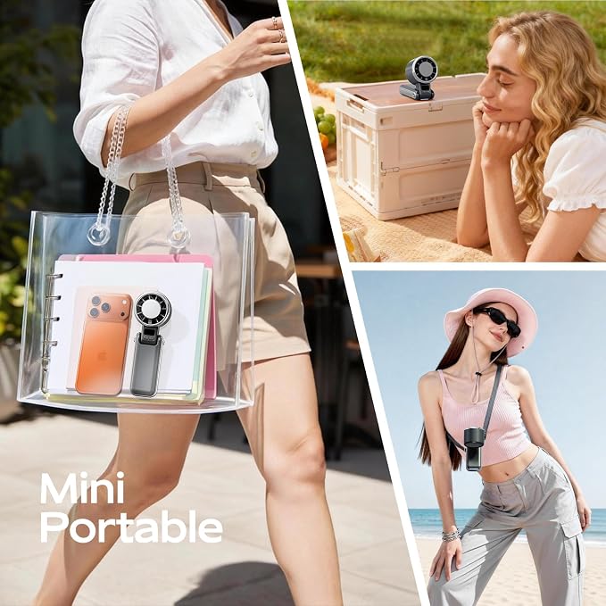 Portable Handheld Fan with Ice Cooling - 5 Gear High Speed Personal Turbo Fan Rechargeable, Up to 13 Hrs, Mini Hand Fans for