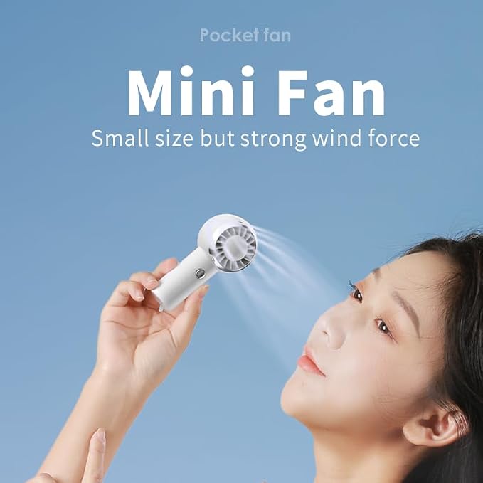 Portable Handheld Mini Fan, 3-Speed Settings with 16,900 RPM High-Speed Personal Fan, USB Rechargeable, Mini Fan with