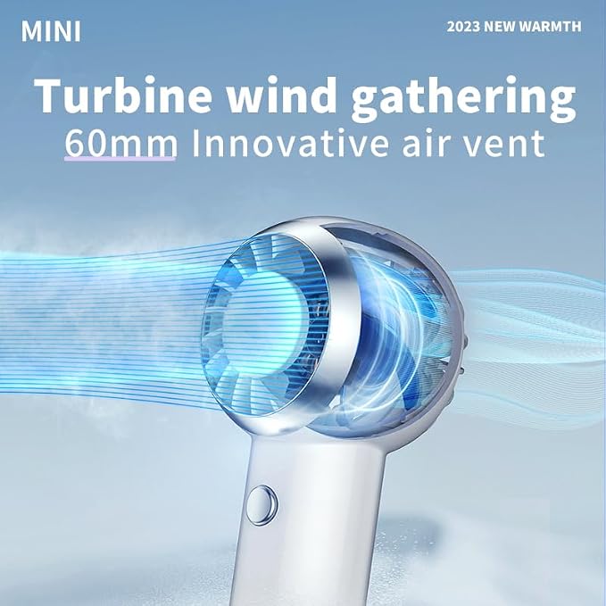 Portable Handheld Mini Fan, 3-Speed Settings with 16,900 RPM High-Speed Personal Fan, USB Rechargeable, Mini Fan with