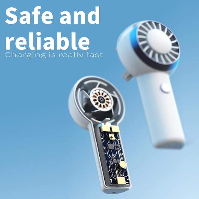Portable Handheld Mini Fan, 3-Speed Settings with 16,900 RPM High-Speed Personal Fan, USB Rechargeable, Mini Fan with