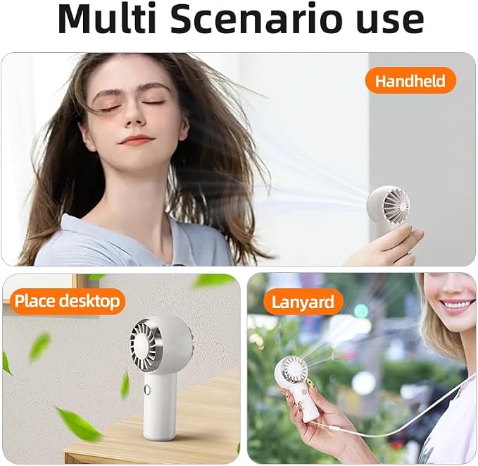 Portable Handheld Mini Fan, 3-Speed Settings with 16,900 RPM High-Speed Personal Fan, USB Rechargeable, Mini Fan with