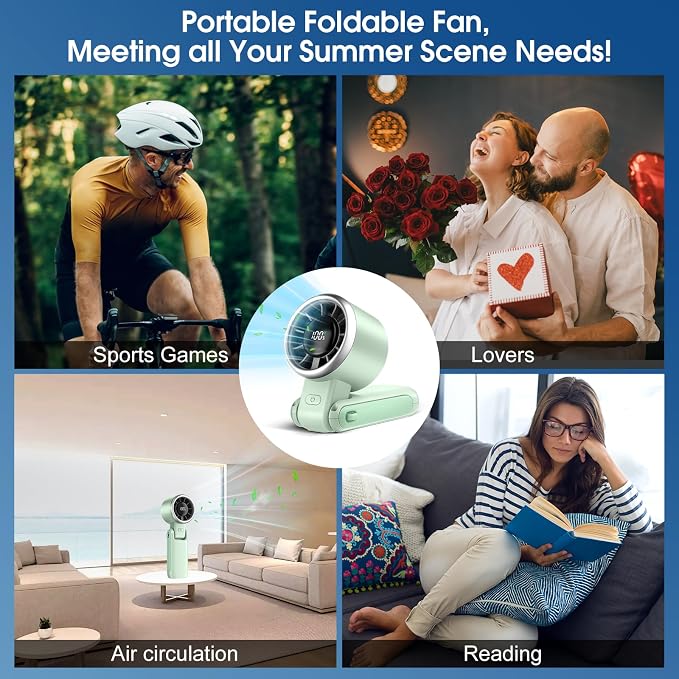 Portable Handheld Turbo Fan: 12m/s Strong Wind 15000RPM Mini Fan, 4000mAh Battery Rechargeable Personal Fan with LED Display