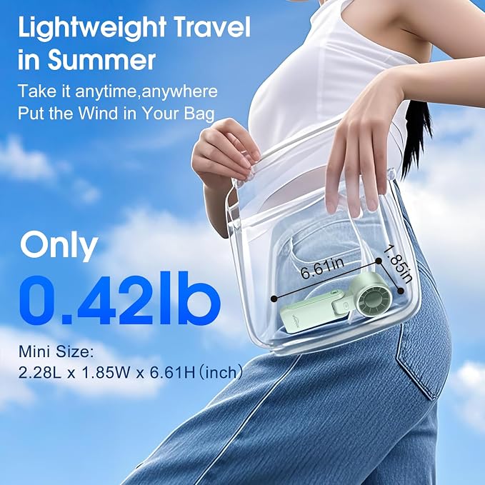 Portable Handheld Turbo Fan: 12m/s Strong Wind 15000RPM Mini Fan, 4000mAh Battery Rechargeable Personal Fan with LED Display