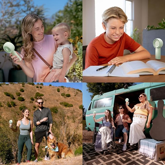 Portable Handheld Turbo Fan [16H Max Cooling Time], 4000mAh USB Rechargeable Personal Battery Operated Lash Small Pocket Fan