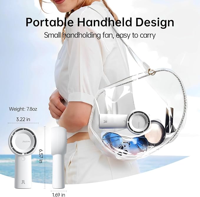 Portable Handheld Turbo Fan [16H Max Cooling Time], 4000mAh USB Rechargeable Personal Battery Operated Lash Small Pocket Fan