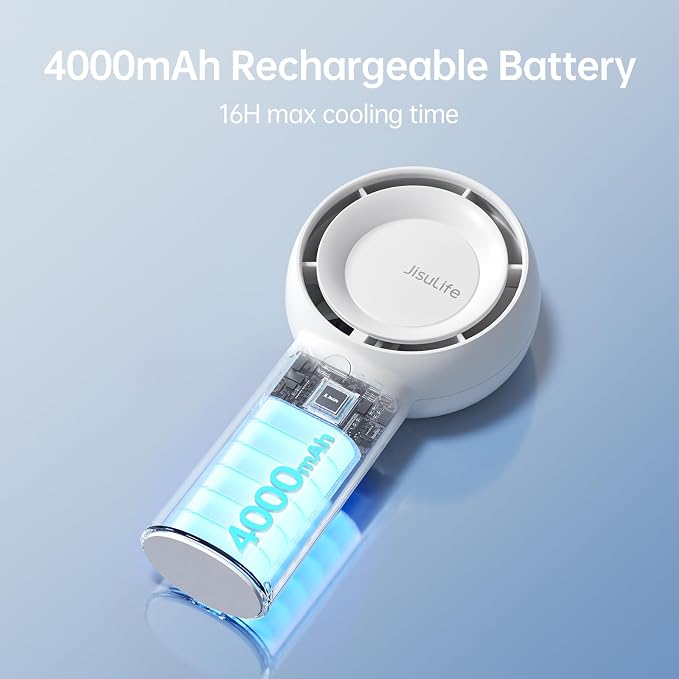 Portable Handheld Turbo Fan [16H Max Cooling Time], 4000mAh USB Rechargeable Personal Battery Operated Lash Small Pocket Fan