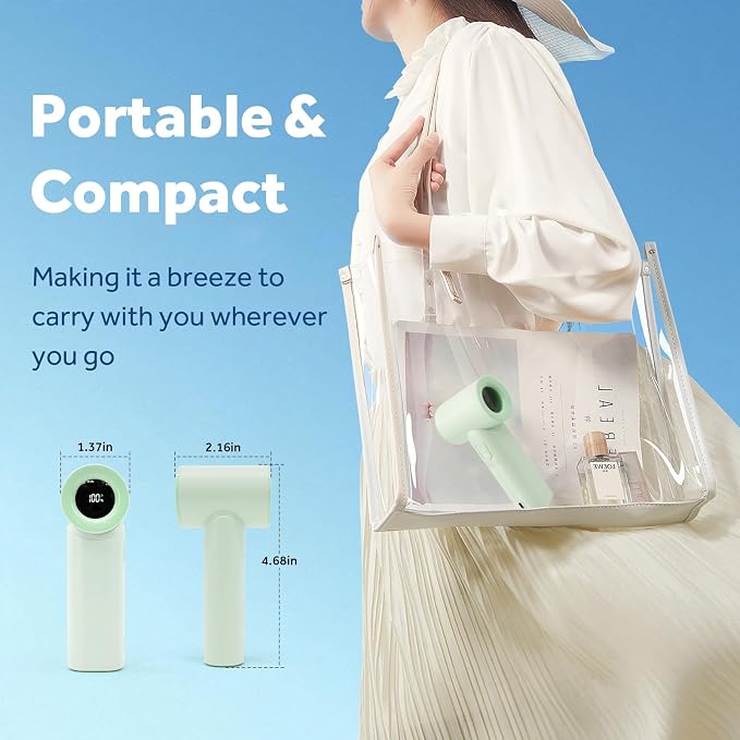 Portable Handheld Turbo Fan 17400RPM High Speed Turbo Mini Fan [15H Max Cooling Time], 4500mAh, 5 Gear Wind, LED Display, USB