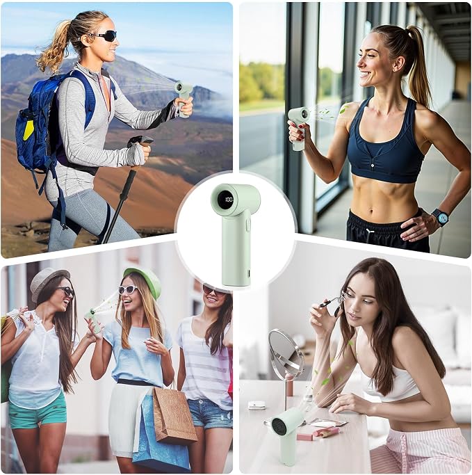 Portable Handheld Turbo Fan 17400RPM High Speed Turbo Mini Fan [15H Max Cooling Time], 4500mAh, 5 Gear Wind, LED Display, USB