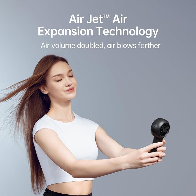 Portable Handheld Turbo Fan [18H Max Cooling Time], 6000mAh USB Rechargeable Personal Battery Operated Lash Small Pocket Fan