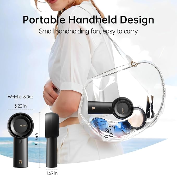 Portable Handheld Turbo Fan [18H Max Cooling Time], 6000mAh USB Rechargeable Personal Battery Operated Lash Small Pocket Fan