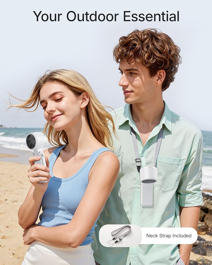 Portable Handheld Turbo Fan - 5 Gear High Speed 4000mAh Rechargeable Mini Personal Hand Fan Blow Cold Air, Battery Operated