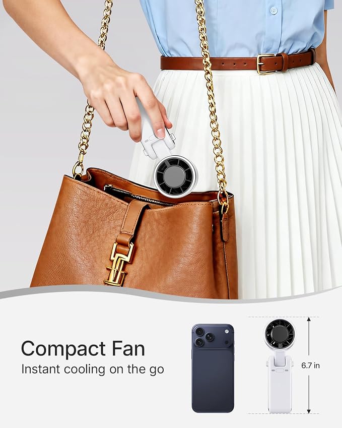 Portable Handheld Turbo Fan - 5 Gear High Speed 4000mAh Rechargeable Mini Personal Hand Fan Blow Cold Air, Battery Operated