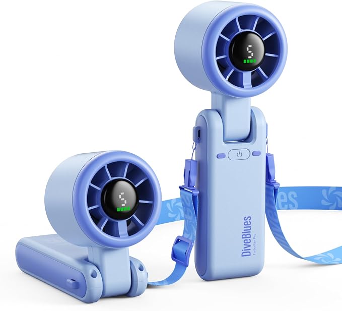 Portable Handheld Turbo Fan, 5 Gear Wind, Battery Operated, Up to 12 Working Hours, 3 IN 1 Hand Fan with Air Turbo Tech