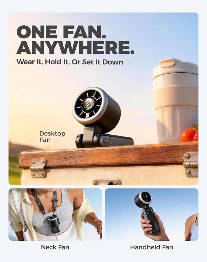 Portable Handheld Turbo Fan, 5 Gear Wind, Battery Operated, Up to 12 Working Hours, alternate product view 3