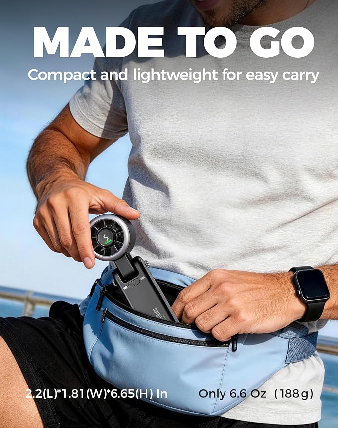 Portable Handheld Turbo Fan, 5 Gear Wind, Battery Operated, Up to 12 Working Hours, alternate product view 5