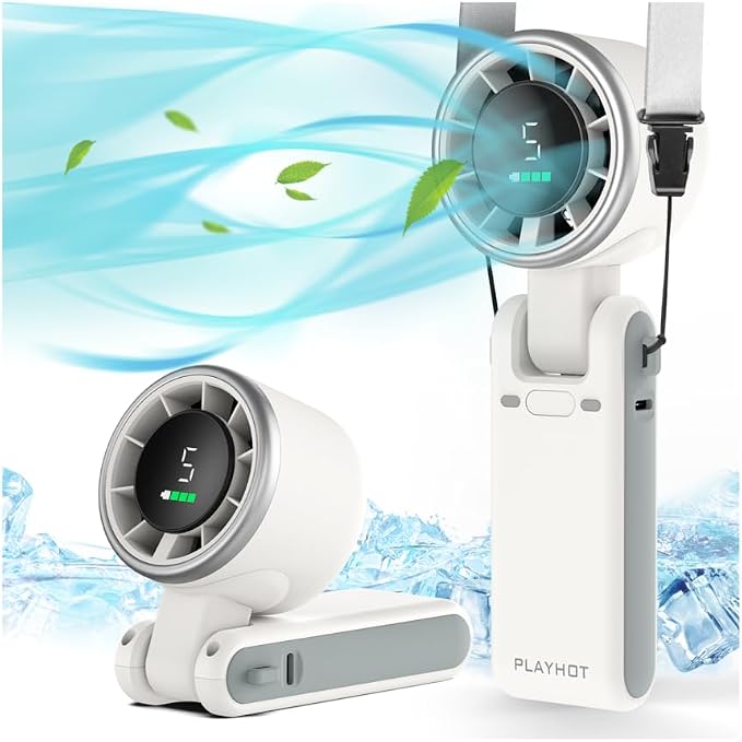 Portable Handheld Turbo Fan, 5 Gear Wind, Battery Operated, Up to 12 Working Hours, 3 IN 1 Hand Fans with Air Turbo Tech