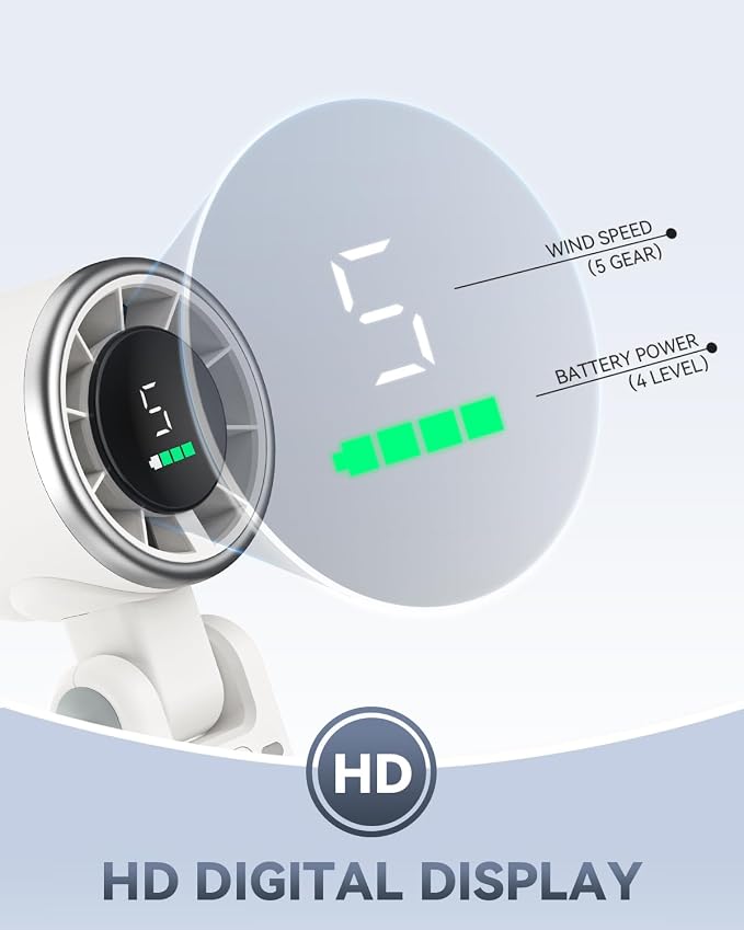 Portable Handheld Turbo Fan, 5 Gear Wind, Battery Operated, Up to 12 Working Hours, 3 IN 1 Hand Fans with Air Turbo Tech