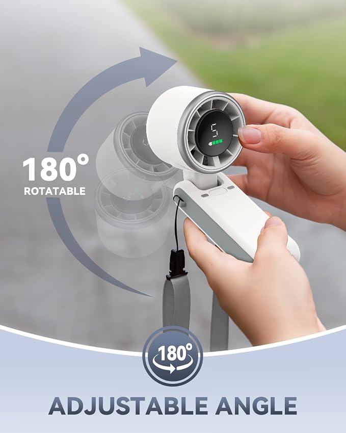 Portable Handheld Turbo Fan, 5 Gear Wind, Battery Operated, Up to 12 Working Hours, 3 IN 1 Hand Fans with Air Turbo Tech