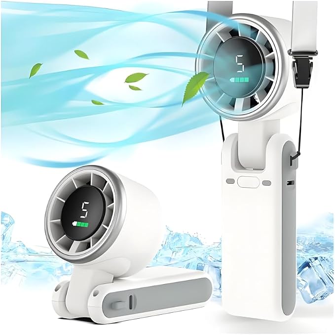 Portable Handheld Turbo Fan, 5 Gear Wind, Battery Operated, Up to 13 Working Hours Rechargeable Fan, 3 IN 1 Hand Fans with