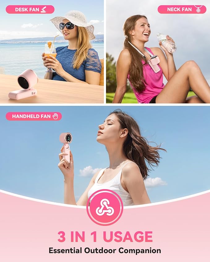 Portable Handheld Turbo Fan, 5-Speed Personal Fans, 5000mAh Rechargeable Fans Up to 12 Hours, Weight only 0.6lb Small Fan